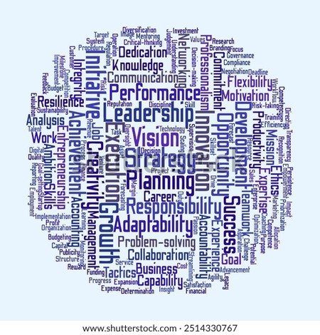 Career Development and Business Word Cloud. Essential Keywords for Career Success. Entrepreneurship and Professionalism. Isolated Background.