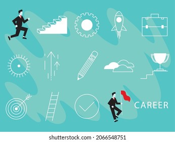 career development businessman, goal icons