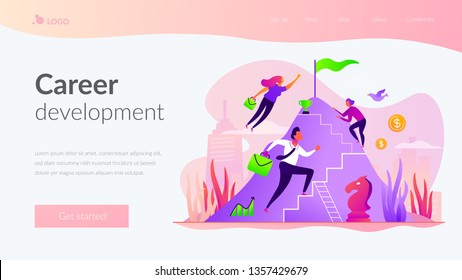 Career development, careerbuilder, personality development and career planning progress concept. Website homepage interface UI template. Landing web page with infographic concept hero header image.