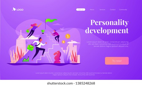 Career development, careerbuilder, personality development and career planning progress concept. Website homepage interface UI template. Landing web page with infographic concept hero header image.