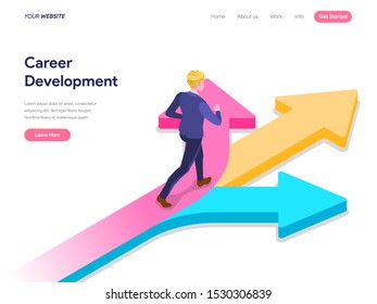 Career Development Concept. Flat vector illustration on White Background. Template for landing page, ui, web, homepage, banner, infographics, hero images