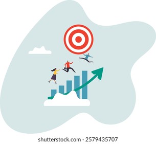 Career development, growth or step to reach goal, ladder to stairway to achieve target,business concept.flat character.