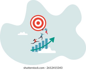 Career development, growth or step to reach goal, ladder to stairway to achieve target,character for design.