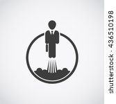 Career development icon. Businessman takes off like a rocket