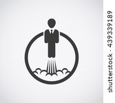 Career development icon. Businessman takes off like a rocket