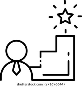 Career Development Icon: Man Climbing Steps to Star