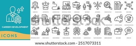 Career development icon. Career Path, Job Promotion, Leadership Track, Professional Training and Career Goals