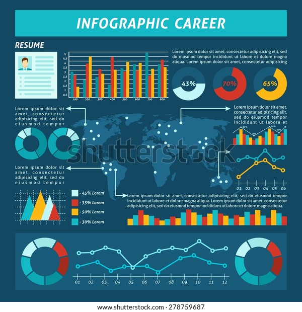 Career Development Job Infographics Set Charts Stock Vector (Royalty