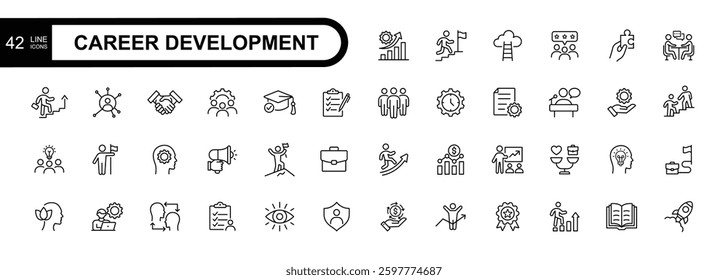 Career development line editable icons set. Vector illustration