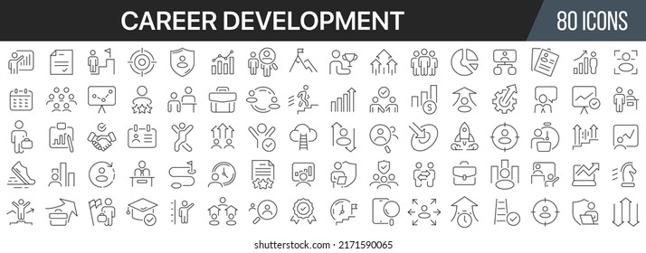 Career development line icons collection. Big UI icon set in a flat design. Thin outline icons pack. Vector illustration EPS10