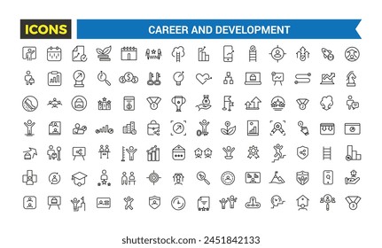 Career And Development Line Icons Collection, Big Ui Icon Set In A Flat Design, Thin Outline Icons Pack, Vector Illustration