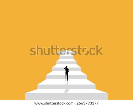 Career Development, man Walks on the Arrow Stairs and Grows Up