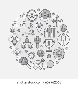 Career development monochrome illustration - vector round job and recruitment concept sign