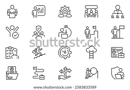Career development outline icons set. Linear icon collection. Editable stroke. Vector illustration