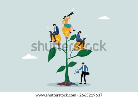 Career development planning, manager assistance or coaching for career growth, support to help employees grow, employers watering the plants that grow with employee career growth.