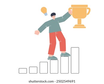 career development straight-forward person ambitious effort improve struggling hard reach the target design icon illustration