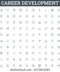 Career development vector line icons set. Career, Development, Advancing, Training, Progression, Promotion, Growth illustration outline concept symbols and signs