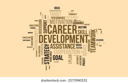 Career Development word cloud template. Career Development concept vector tagcloud background.