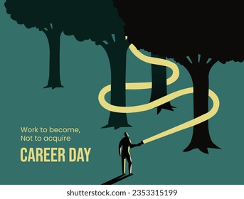 Career direction, vector illustration, Business decision, career path, work direction, Right way to success concept, confusing man or student looking for a career path, poster, banner, creative