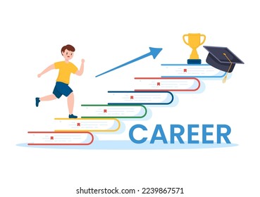 Career Education with Growth Concept Learning Model to Associate Activity for Real Experience in Flat Cartoon Hand Drawn Template Illustration