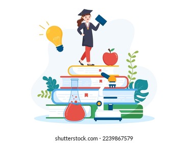 Modelo de aprendizaje de la educación profesional con el concepto de crecimiento para asociar la actividad con la experiencia real en caricaturas planas Ilustración de plantillas dibujadas