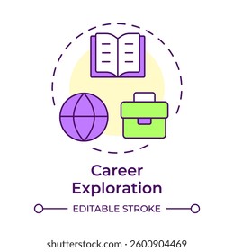 Career exploration multi color concept icon. Job search, networking. Online research. Round shape line illustration. Abstract idea. Graphic design. Easy to use in infographic, presentation