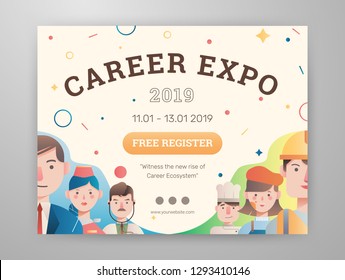 Career Expo Graphic Content With Avatar Vector Illustrations