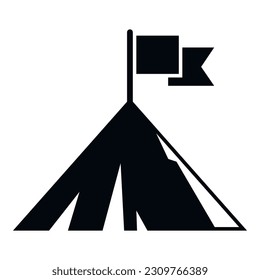 Career flag on mountain icon simple vector. Top climb. Target business