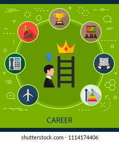 Career flat icons concept. Vector illustration. Element template for design.