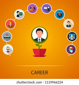 Career flat icons concept. Vector illustration. Element template for design.