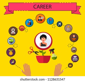 Career flat icons concept. Vector illustration. Element template for design.