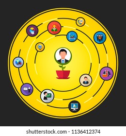 Career flat icons concept. Vector illustration. Element template for design.