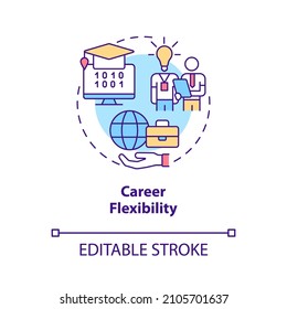 Career flexibility concept icon. Job in programming field. Coding abstract idea thin line illustration. Isolated outline drawing. Editable stroke. Roboto-Medium, Myriad Pro-Bold fonts used