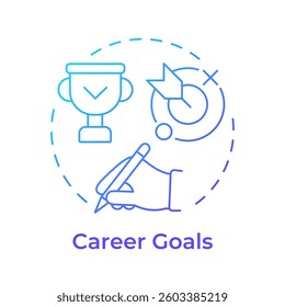 Career goals blue gradient concept icon. Milestone achievement, success. Test, exam. Round shape line illustration. Abstract idea. Graphic design. Easy to use in infographic, presentation