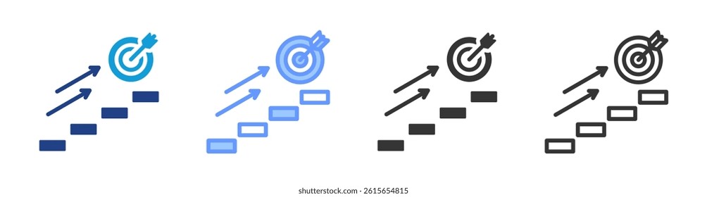 Career Goals icon set multiple style collection
