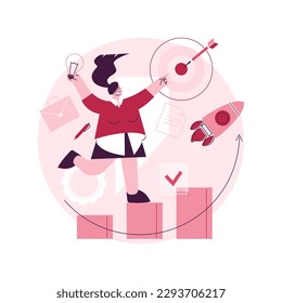 Ilustración vectorial de concepto abstracto de crecimiento profesional. Desarrollo de la carrera, desarrollo de la carrera, progreso en la planificación de la personalidad, objetivos, éxito, posición laboral, nueva metáfora abstracta de desafío.