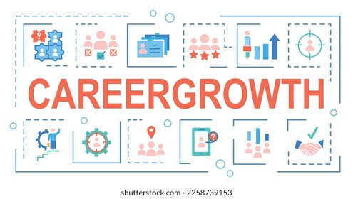 Career growth banner. Collection of icons for website. Ambition, leadership and motivation. Partnership, collaboration and cooperation. Cartoon flat vector illustrations isolated on white background