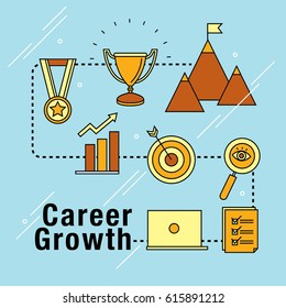 Career growth development icons vector illustrations