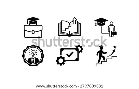 Career growth and education training development icon set.