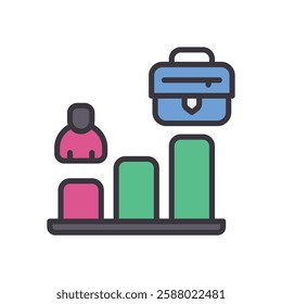 career growth filled color icon. vector icon for your website, mobile, presentation, and logo design.