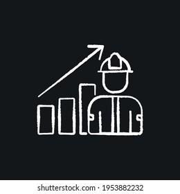 Career growth of a firefighter chalk icon. Rescue service. Thin line customizable illustration. Contour symbol. Vector isolated outline drawing.