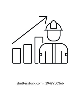 Career growth of a firefighter linear icon. Rescue service. Thin line customizable illustration. Contour symbol. Vector isolated outline drawing. Editable stroke