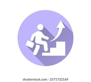 Career growth flat icon. Simple illustration with long shadow for graphic and web design.