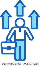 Icono de crecimiento profesional Ilustración vectorial azul