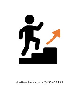 Career Growth Icon Containing progress, achievement, productivity, and success. Solid icon