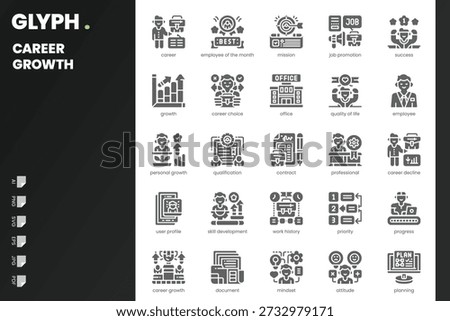 Career Growth Icon pack for your website, mobile, presentation, and logo design. Career Growth Icon solid design. Vector graphics illustration and editable stroke.
