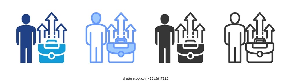 Career Growth icon set multiple style collection