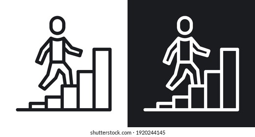 Career growth icon. Simple two-tone vector illustration on black and white background