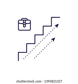Career growth icon vector. Outline style stairs upwords direction.