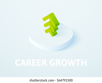 Career growth icon, vector symbol in flat isometric style isolated on color background